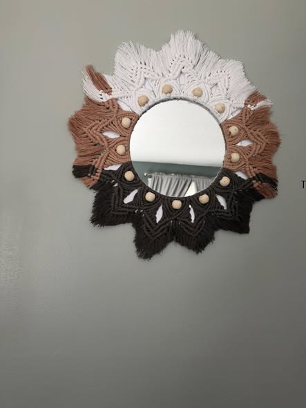 Macrame Mirror with wooden beads