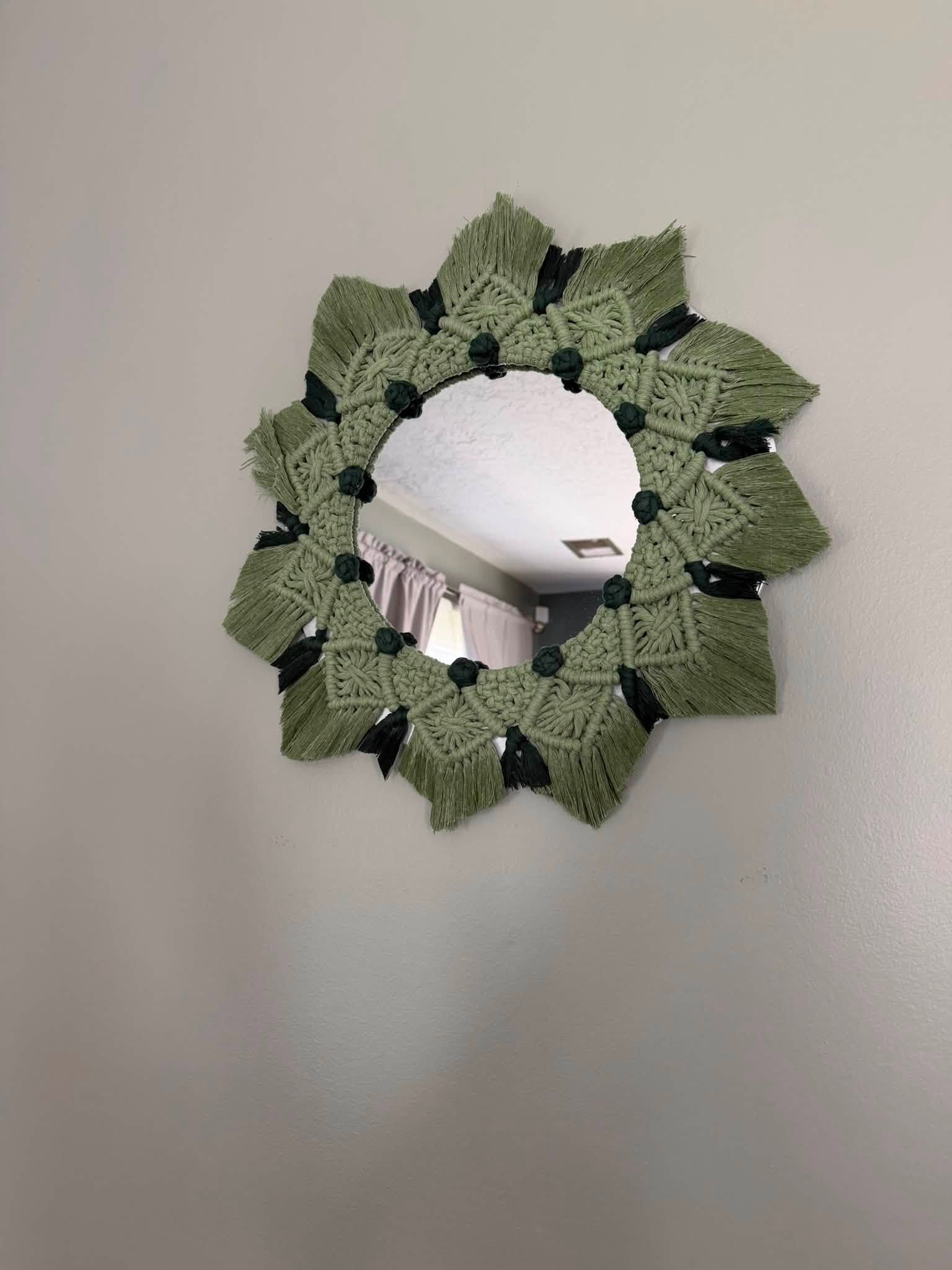Macrame Wall Mirror with Berry Knots