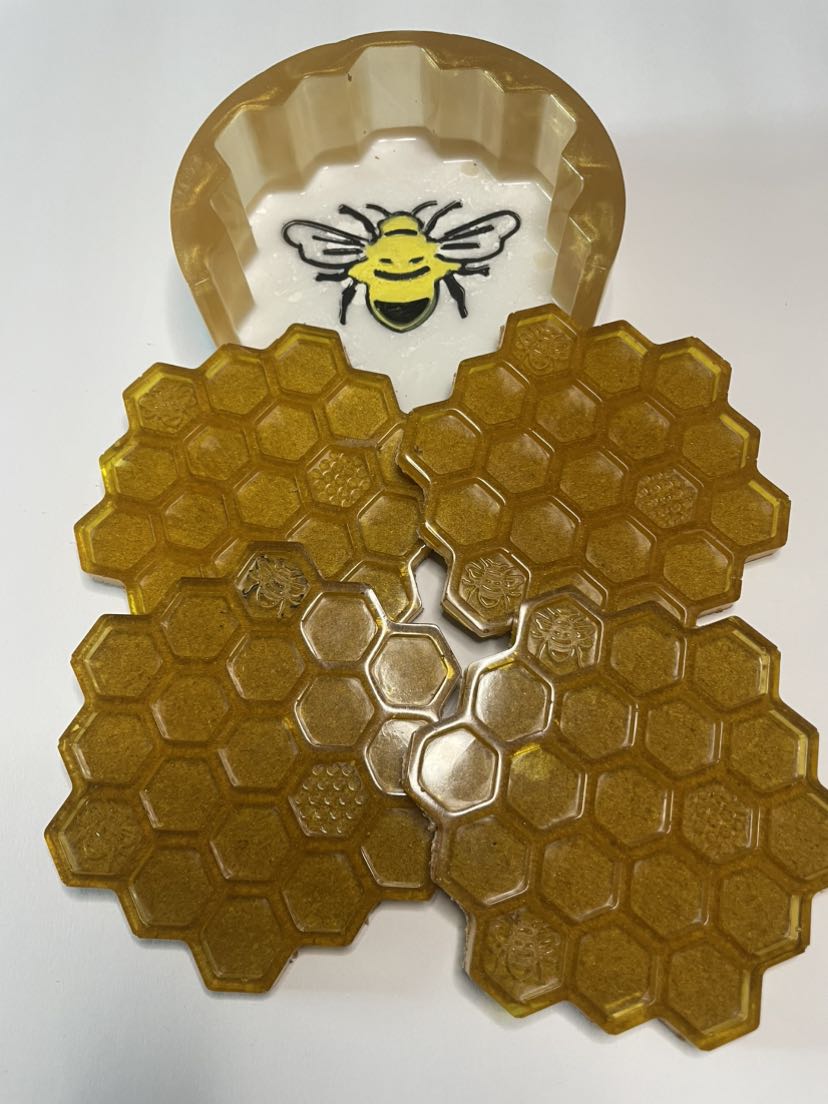 Honeycomb Coaster Set (Set of 4 with Holder)